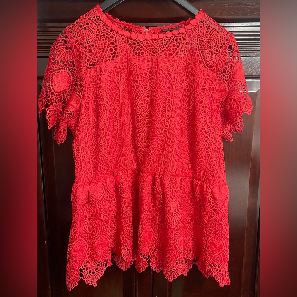 Women’s Lane Bryant lace red top size 18.  Orig $70 bought on sale $35, new